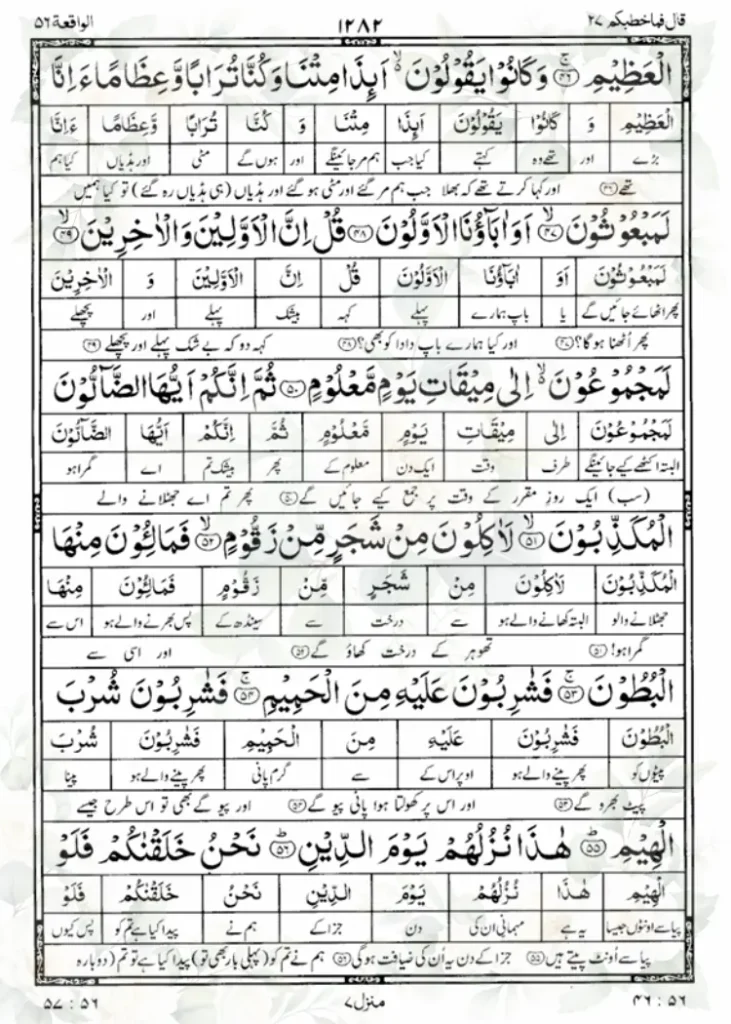 Surah Al Waqiah with Urdu Translation Page no. 5